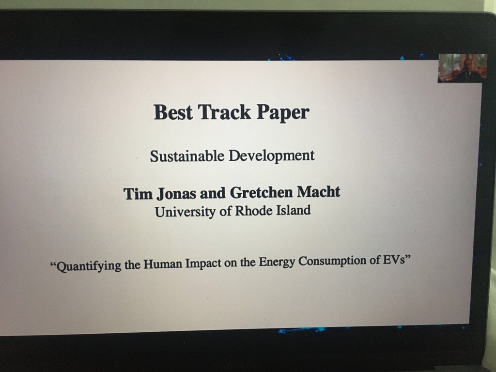 uriSISlab's tweet photo. 🚨Hot Off the Presses!
Tim, PhD student studying the human impact of #ElectricVehicles performance, just won #BestPaper for @iie_sdd at #IISEAnnual2020!!
Congratulations 🎊 🔌 🚙 🔋
#URIise #URICOE
@universityofri @GreenURI https://t.co/UTh3297R34