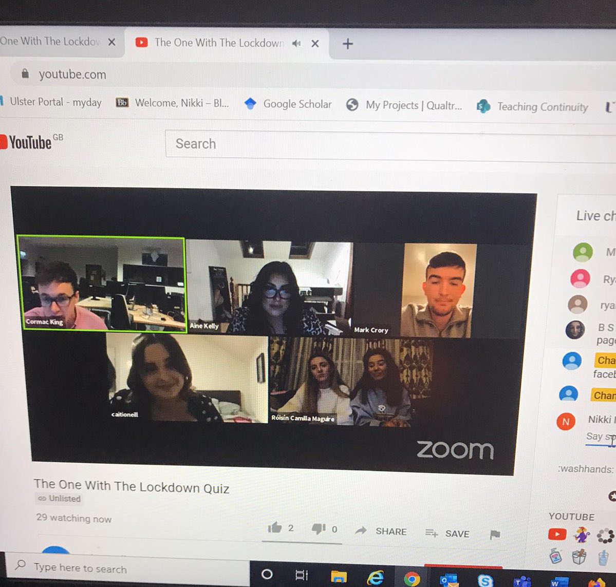 Our first attempt at a real life virtual event as part of our @UlsterBizSchool Events Management Module! 
Raising money @nichstweet in memory of our classmate Niall Lyttle. 
Great real life experience! 
#IHMUUBS #VirtualEvents