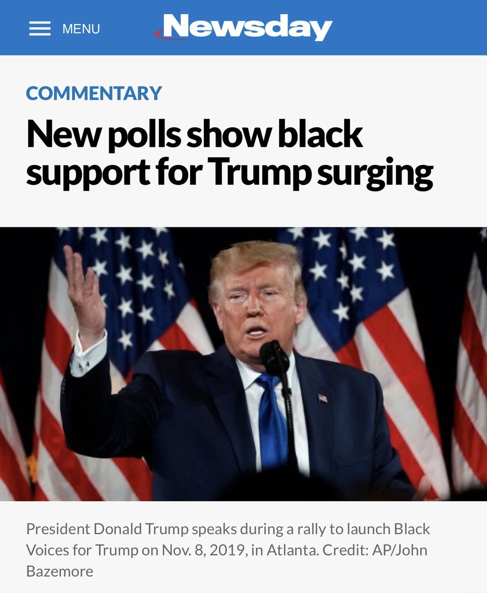 12/ Black and Hispanics are shifting big time to  #Trump.How ironically would it be if black and hispanic voters turn it around for the alleged racist Trump.Blacks voting  #Trump 2016: 15%Blacks voting  #Trump 2020: ~36%