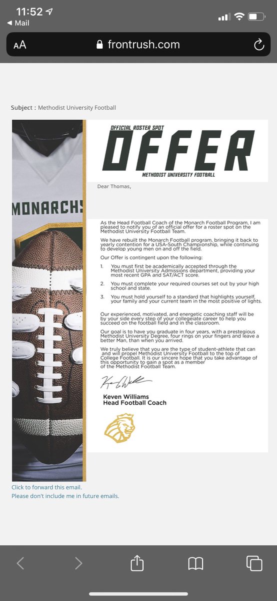 Tmac58_'s tweet photo. Blessed to receive an offer from Methodist University! Huge thanks to Coach Williams and @CoachDwill9 https://t.co/f4YDMkr0CU