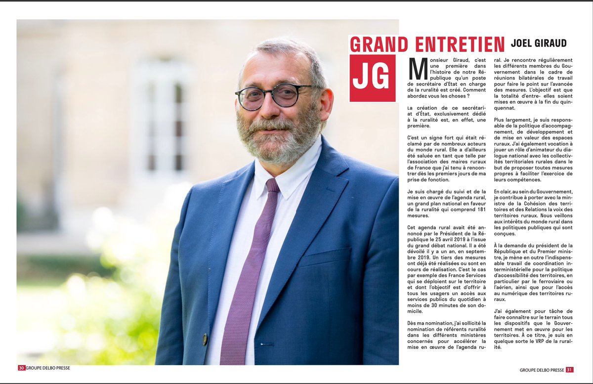 JoelGiraud05's tweet photo. #Ruralité, Petites villes de demain, Agenda Rural, collectivités territoriales... 

Retrouvez mon grand entretien dans le @LeMagDesTerr ⤵️ https://t.co/Tr2aL6vkzv