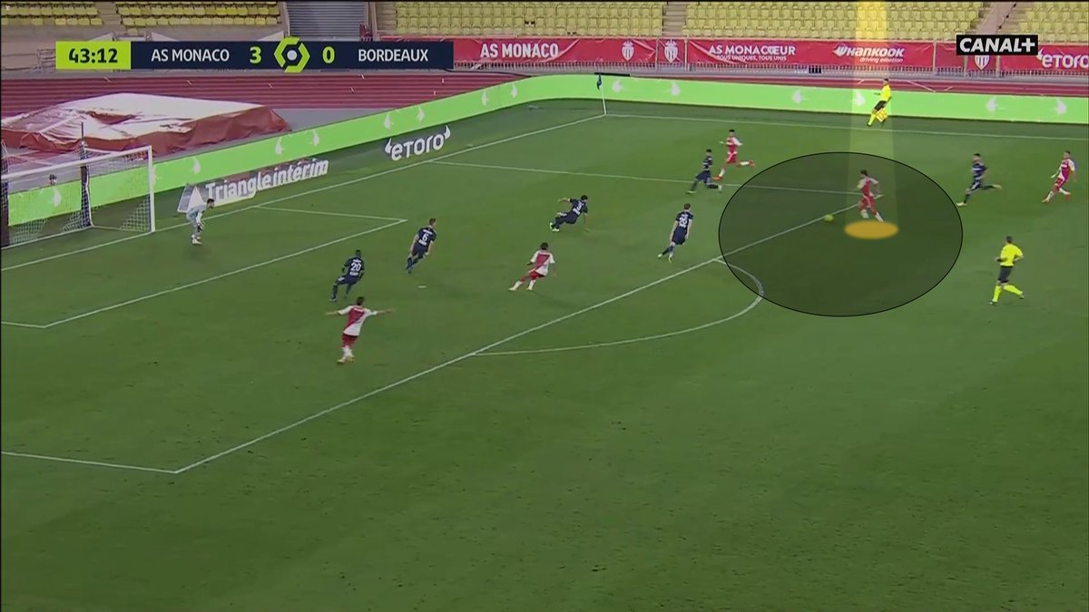 Et le génie Ben Yedder ralentit sa course pour mettre de l'étagement, prenant à contre-pied le repli bordelais. Sa frappe frôle le montant.Trois passes auraient pu suffire pour marquer.