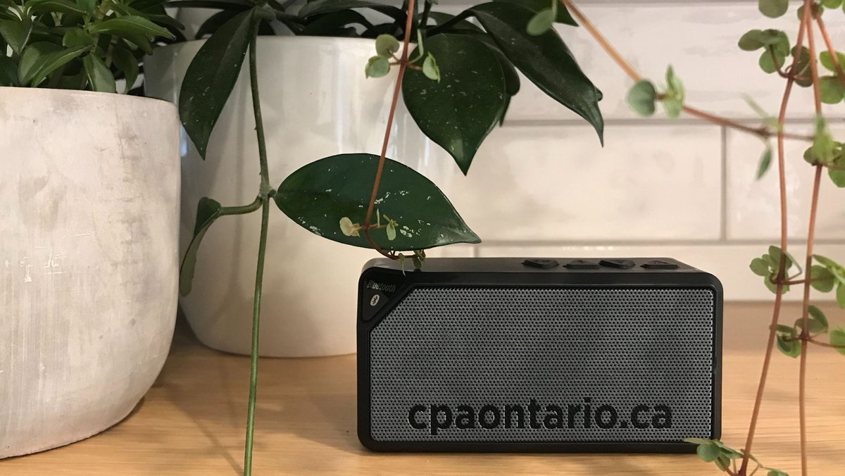🚨 Win new items everyday 🚨 
​Today: this CPA Ontario Bluetooth speaker ​
👉 Simply:​
✨ Follow <a href="/CPA_Ontario/">CPA Ontario</a>​
✨ Like this post 👍​
✨ 3 bonus entries for each RT 🔁​
Open to Ontario residents only. Entries must be received by 11:59 am on Nov 3. Rules: bit.ly/2Iotbwu