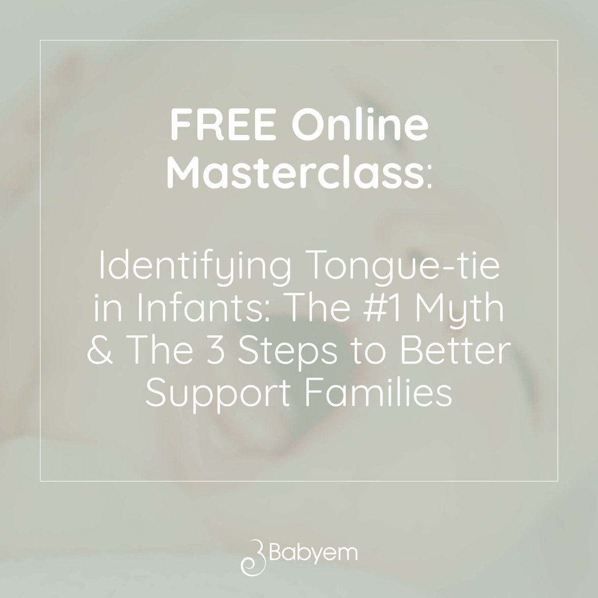 infobabyem's tweet photo. FREE Online Masterclass:  Identifying Tongue-tie in Infants: The #1 Myth &amp; The 3 Steps to Better Support Families. Sign up TODAY! https://t.co/p60dU6k6tc
#babyem #learnwithbabyem #tonguetie #ankyloglossia #childcare #maternity #maternitynurse #empowered https://t.co/s2uf2GqtHH