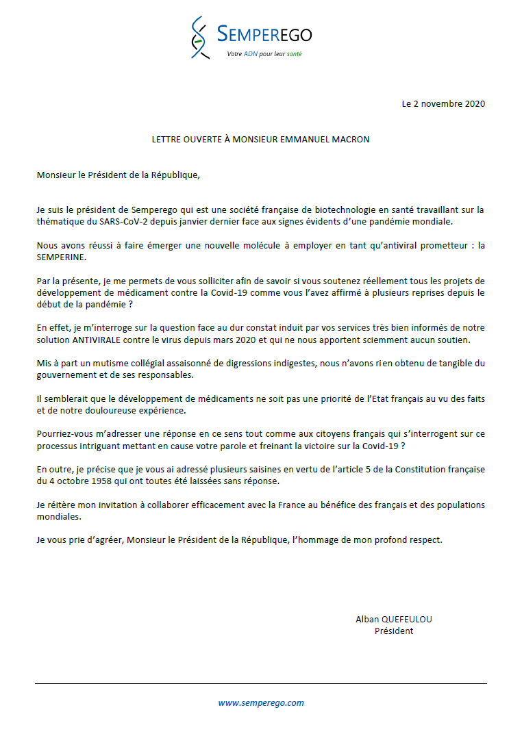 Semperine's tweet photo. Lettre ouverte à @EmmanuelMacron @Elysee @gouvernementFR

Sujet #COVID19 
#confinement #entreprises #France #médicament

https://t.co/7OLFNOcjQP https://t.co/MIgSBmd5Ax