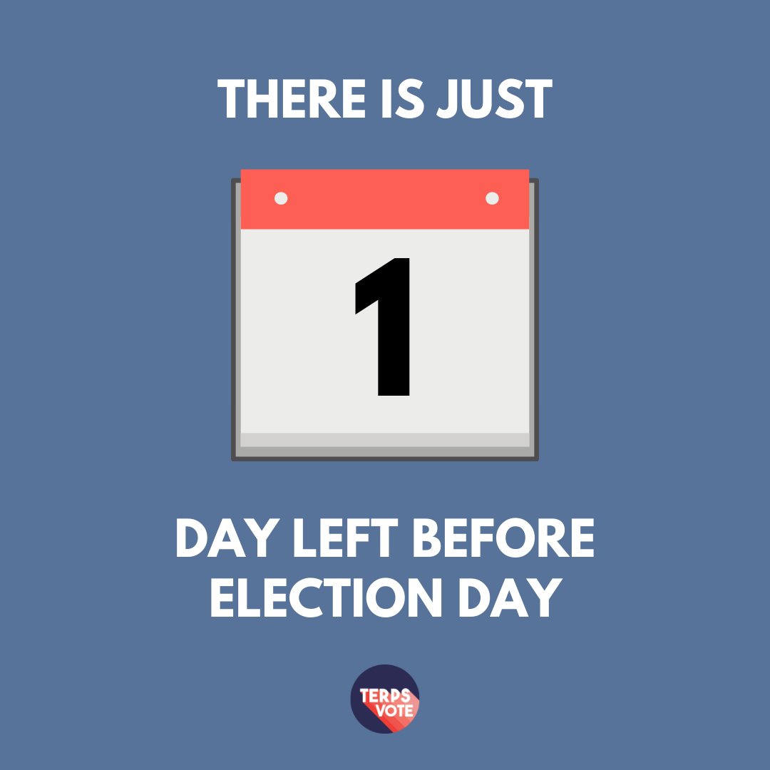 Election Day is tomorrow! If you're registered to vote in Maryland, you can avoid the lines tomorrow and vote early today before 8 p.m. Find an early vote center here: elections.maryland.gov/elections/2020…