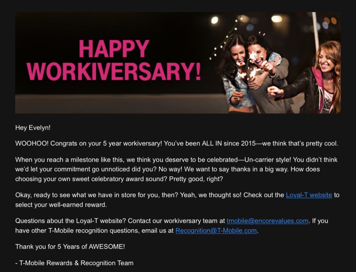 TMO family, help me congratulate <a href="/__EvelynPerez/">Evelyn 💕</a> on her 5 year workiversary !! Team Westbury thanks you for your efforts, your creativeness, your leadership! You’re a valued part of this team. Wishing you many more 🎈🎈<a href="/SteveErato/">Steve Erato</a> <a href="/lpetrone9/">Larry Petrone</a> <a href="/meganpanicucci/">Megan Panicucci</a>