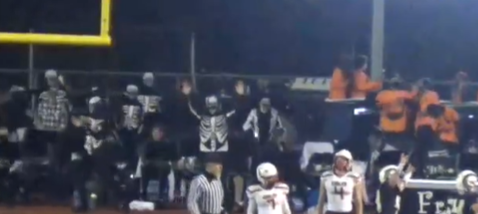 SFRamsFB's tweet photo. Endzone view of fired up @SpringFordBands after 2nd TD on Friday night. Thanks to them and @SFcheer for support during this strange fall!
#SFFam https://t.co/W07RaBZqlX