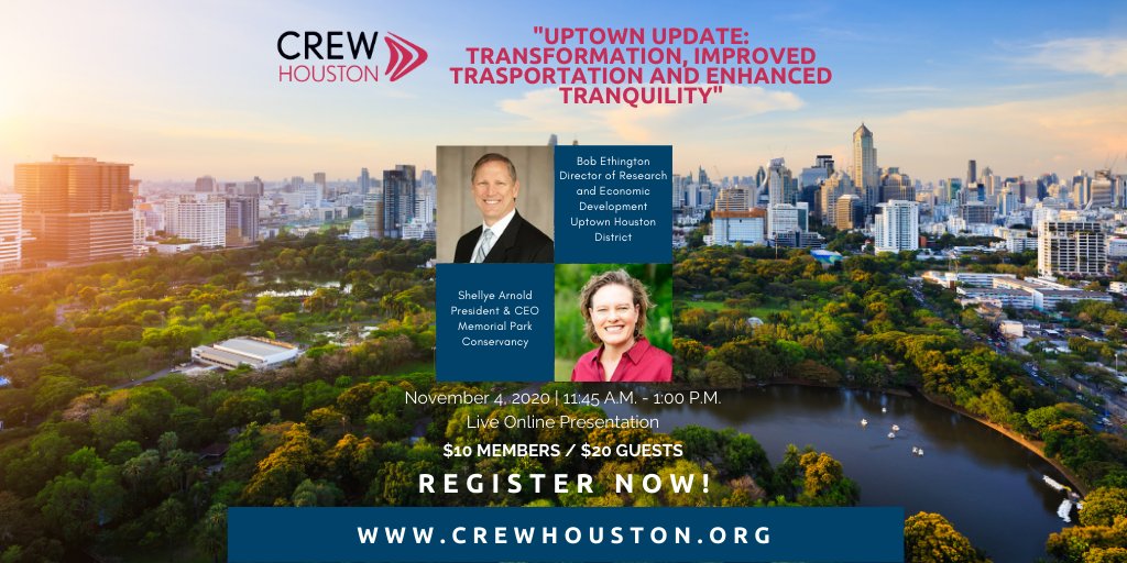 CREWHouston1's tweet image. ⌛REGISTER TODAY!⌛  for our #NovemberEvent!  Leadership at Uptown Houston District &amp;amp; Memorial Park Conservancy discuss the progress and future of Uptown &amp;amp; Memorial Parks.

bit.ly/3j1Yl9B

#crewhouston #uptownhoustondistrict #houston #memorialpark