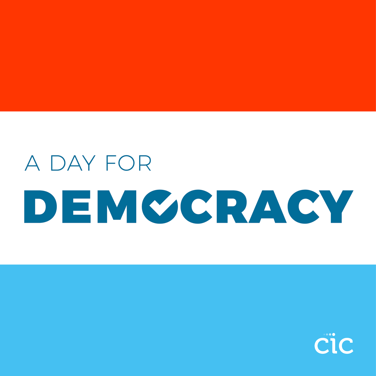 cicnow's tweet image. We signed the #ADayforDemocracy pledge, a nonpartisan effort aimed to increase voter turnout. Tomorrow, Nov. 3 (the 2020 Presidential Election), is a CIC holiday for all U.S. employees to allow our staff to be a part of the change they believe in. hubs.ly/H0z4L6Q0