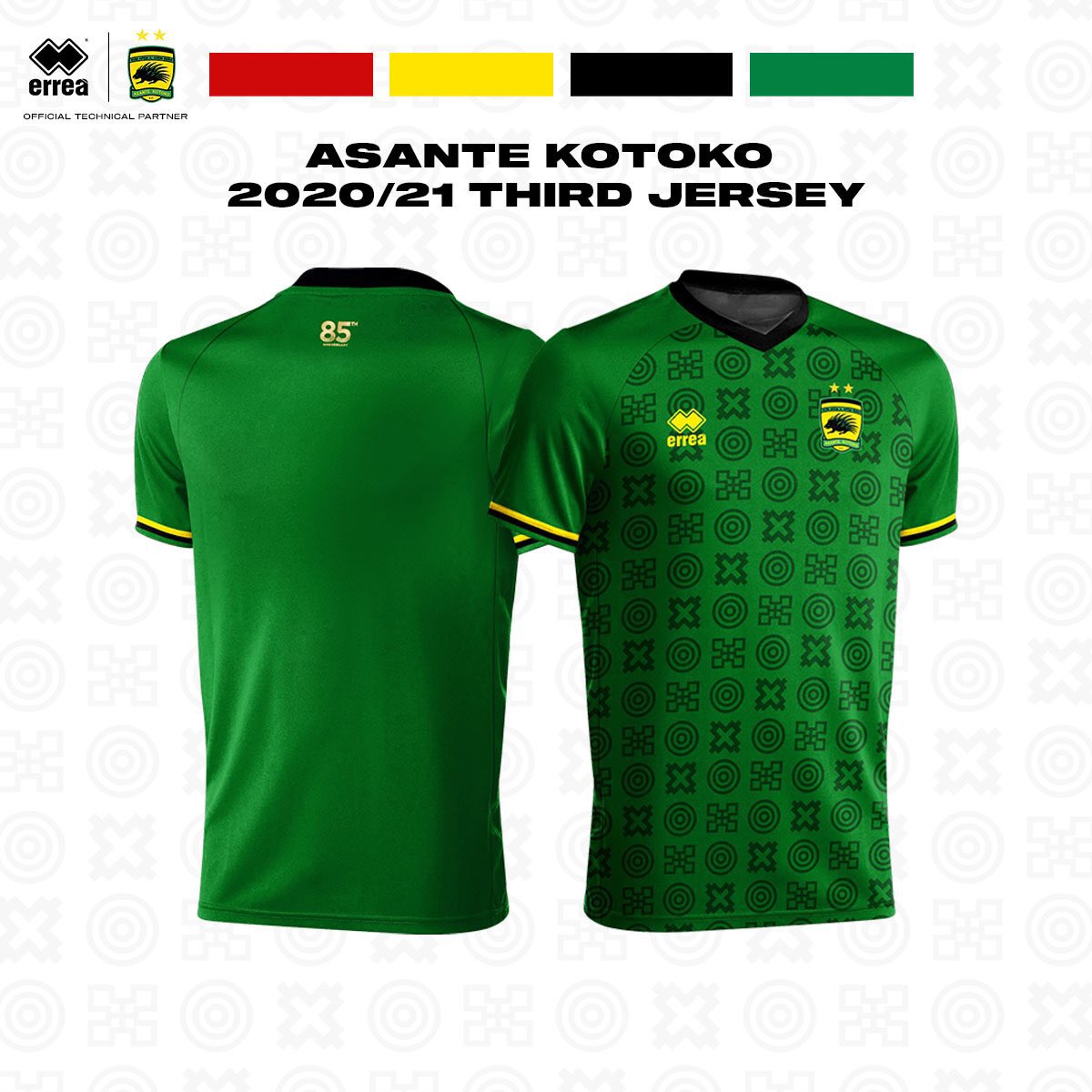 KotokoExpress's tweet photo. The keen competition for the design of the home jersey has resulted in a decision by Management and Erreà to produce a Green third Kits with the Adinkra designs. https://t.co/NOkEorMITU