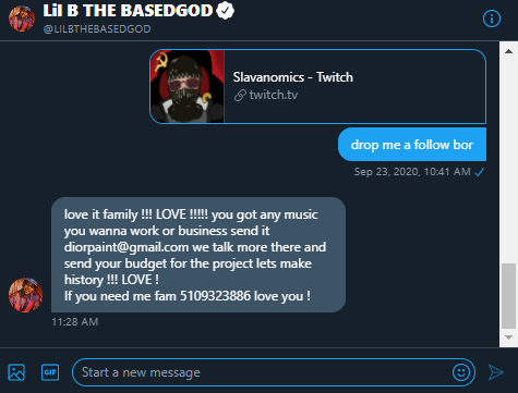 Lil B is a fan... @lilbthebasedgod https://t.co/jSJeA6Fqn7<a class="tags" target="_blank" title="On Twitter" href="/?out=eyJ0eXAiOiJKV1QiLCJhbGciOiJIUzUxMiJ9.eyJpYXQiOjE3MjU5Mjg2MDQsImlzcyI6InR3cG9ybnN0YXJzLmNvbSIsIm5iZiI6MTcyNTkyODYwNCwiZXhwIjoxNzU3NDY0NjA0LCJyZWRpcmVjdF91cmwiOiJodHRwczovL3R3aXR0ZXIuY29tL2xpbGJ0aGViYXNlZGdvZCJ9.gYyxaXtKtW-Ko8svCsulMxUx7wJUqquiNYykuMKxXQohIrYhfUjvUtsN9ThOKo4d-rNjgY2XhSt0t2NRi_g0hQ">@lilbthebasedgod</a><a href="/tag/quarantine"class="tags"><span>#quarantine</span></a>