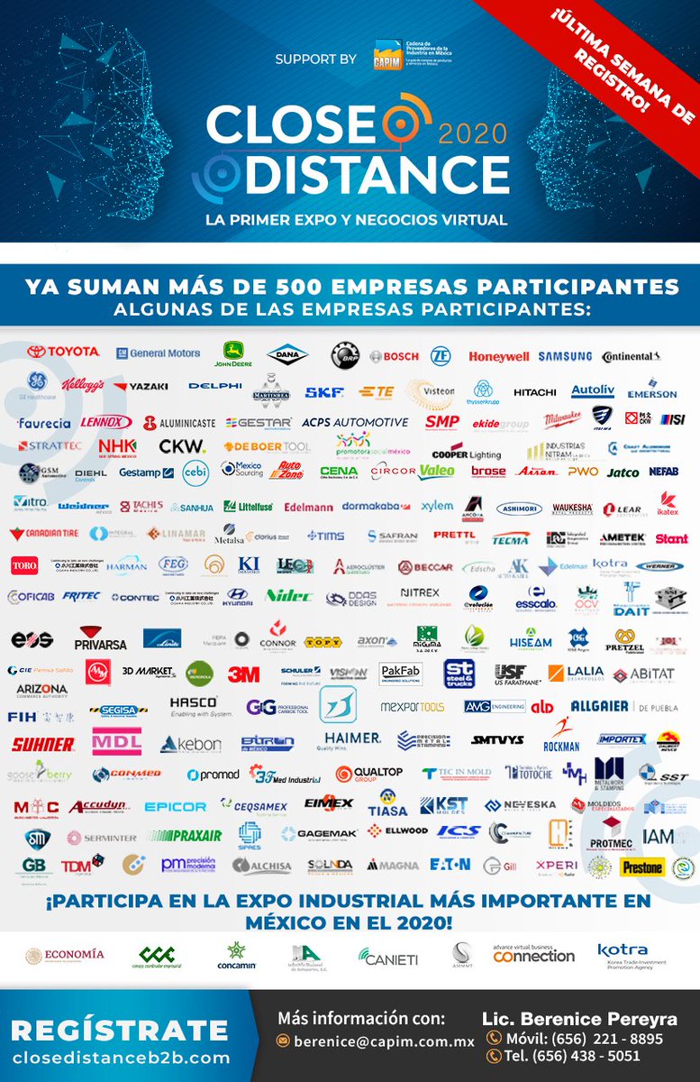 CAPIMoficial's tweet photo. ¡Últimos Días Para Registrarte en el Evento de Negocios del 2020!
Regístrate para citas de negocio con las más importantes industrias compradoras de Norteamérica!

Regístrate 👇👇
Pocos Espacios Disponibles!
https://t.co/u3L4s7tgBo 
#industria #expovirtual #proveedores #negocios https://t.co/HBmNDJA7WP