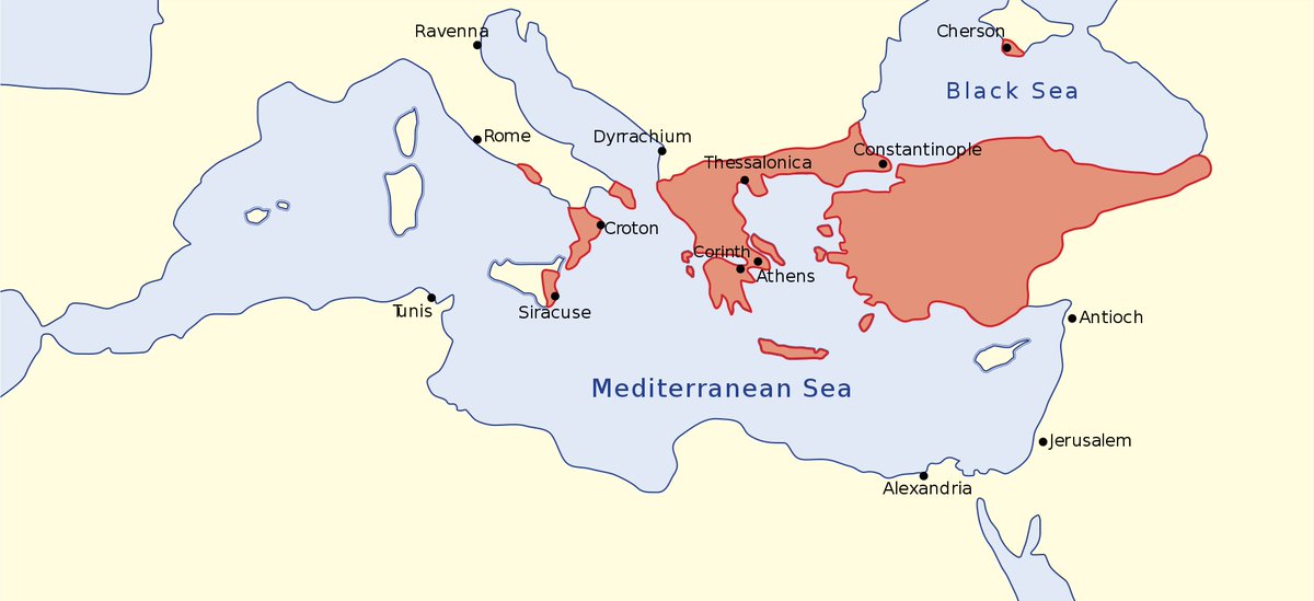 4 - The Much Better Eastern Roman Empire (AKA byzantine empire) HOW TO SPOT: controlling turkey and greece for a fuckton of years, looked like this for most of its life...