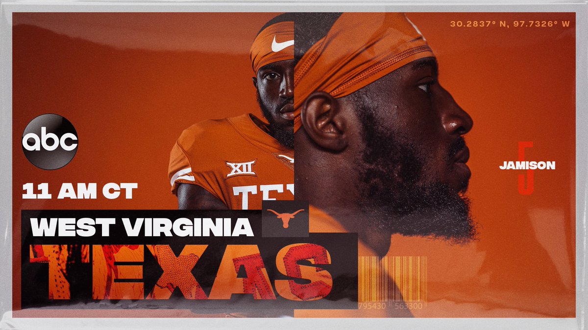 TexasFootball's tweet photo. Texas vs. West Virginia
11 AM CT
ABC https://t.co/U73XqcySP1