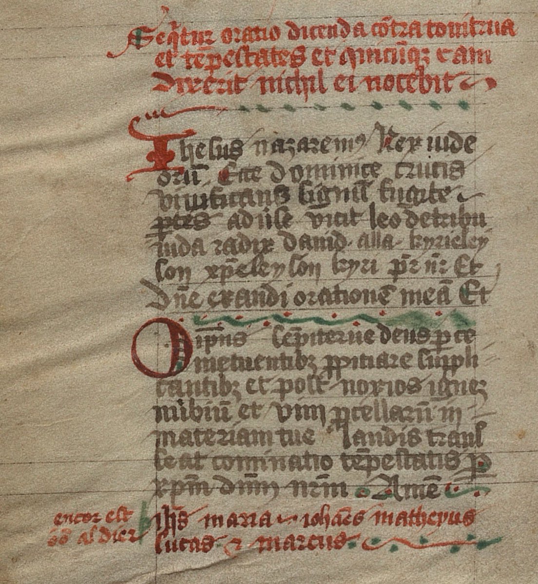emstrich's tweet photo. Worried more about storms than plagues? @UKLibraries MS Latin V has still got you covered! An early owner has written in the very back (fol. 116v) of their Book of Hours a prayer against thunder and storms. You're welcome. #BloggingMSS #medievaltwitter https://t.co/tfR6UYI7Ee