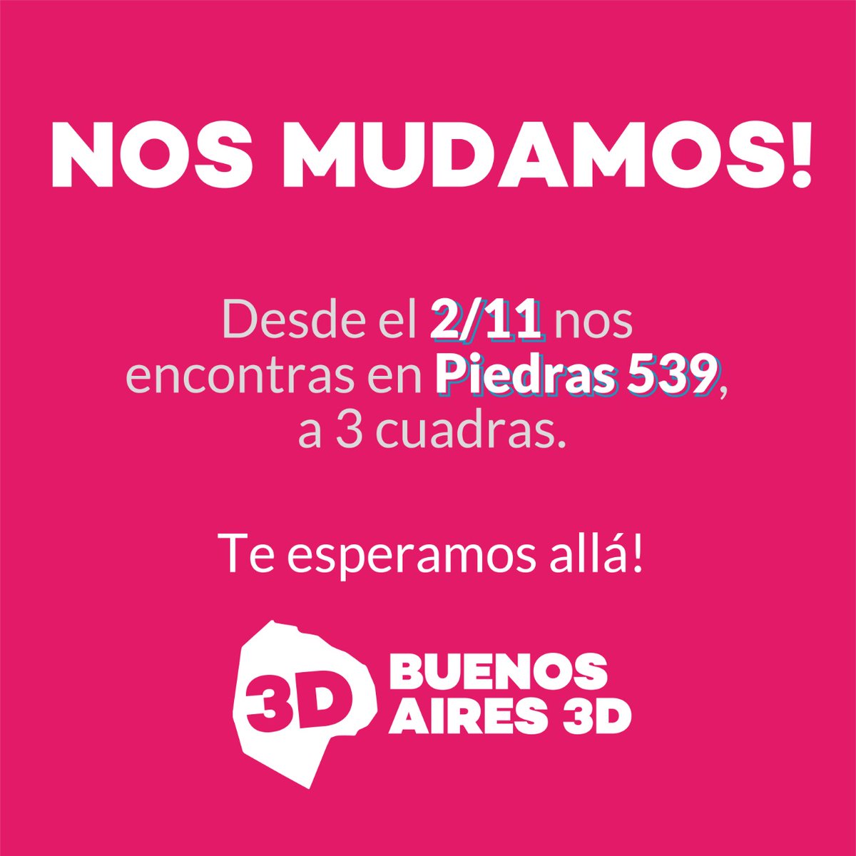 buenosaires3d's tweet photo. ¡Nos mudamos‼️
Desde este martes estaremos con nuevo local en Piedras 539. 😉

👉 Martes
- Olla popular (acercate con tu recipiente ) a las 18:30hs. 

- Asesoramiento para tramites:

👉 Miércoles de 17 a 19hs 

👉 Sábados de 11am a 13 hs y roperito de 15 a 17hs. https://t.co/W9oxjZBu2X