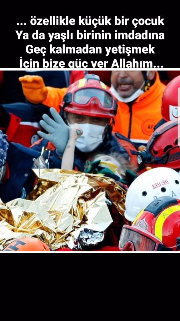 Bir gururdur itfaiyeci olmak, çünkü hayatlara dokunursun. Bazen alevlerin arasından çeker bir canı kurtarırsın, bazen enkaz altından Elif gibi nice çocukları. Mesleğimizle gurur duyuyoruz. #izmirdepreminde #elifbebek <a href="/RTErdogan/">Recep Tayyip Erdoğan</a> <a href="/suleymansoylu/">Süleyman Soylu</a> <a href="/profdriaydinli/">Prof.Dr.İbrahim AYDINLI</a>