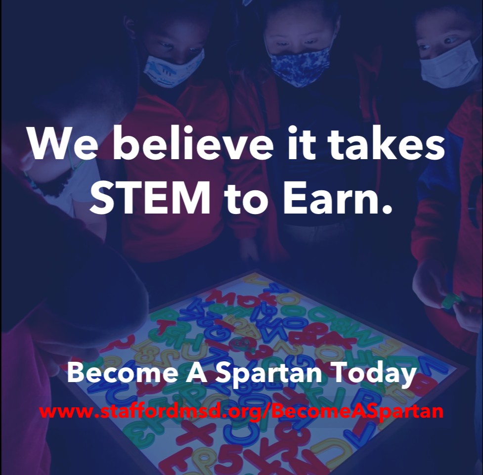 StaffordMSD's tweet image. Know someone that should become a Spartan and take advantage of our exceptional STEM resources? STEM TO EARN is our philosphy that challenges students, “Do I want to work for you or do I want to be the one to hire you?” #StaffordSpartans #CommittedToSMSD #StemToEarn