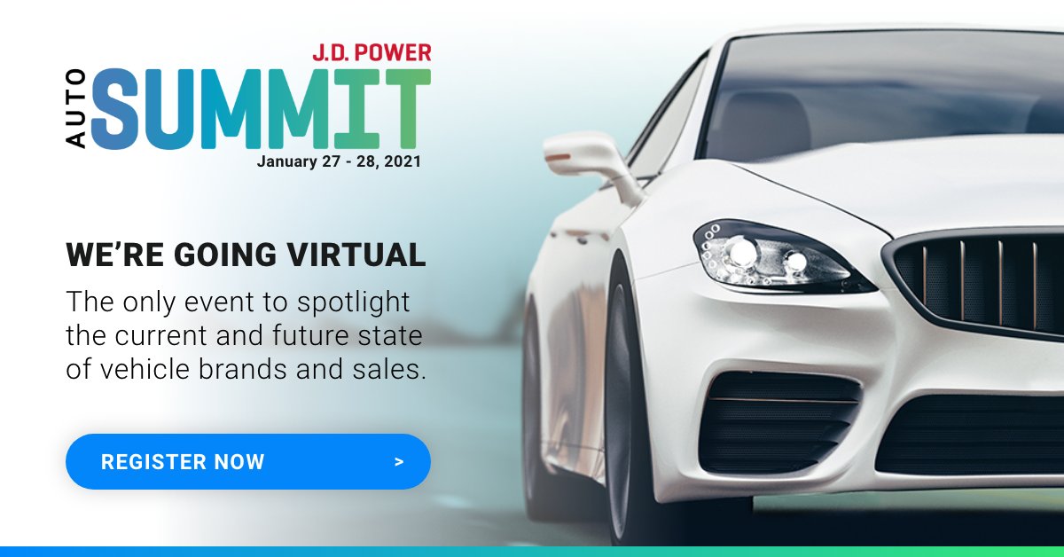 J.D. POWER AUTO SUMMIT IS GOING VIRTUAL! Customer expectations are shifting. Join us and learn how to position your company for success. 

Featuring our Annual Franchise Assessment, a quantitative assessment of how each automotive brand is performing across the spectrum of...