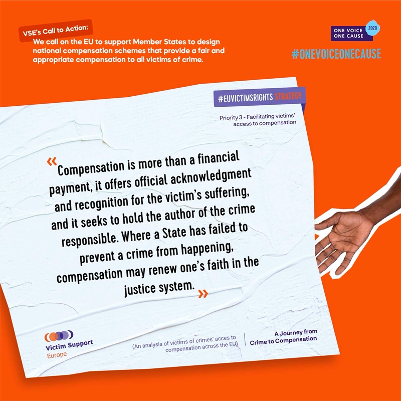 VictimSupportEU's tweet photo. Financial #compensation is a tool that can be used by Governments to provide access to #justice and a mean of recognition, when the State has failed to prevent a #crime from happening.
#OneVoiceOneCause #euvictimsrights
@ILGAEurope @LaStradaInterna @PICUM_post https://t.co/PKf9tbb9kC