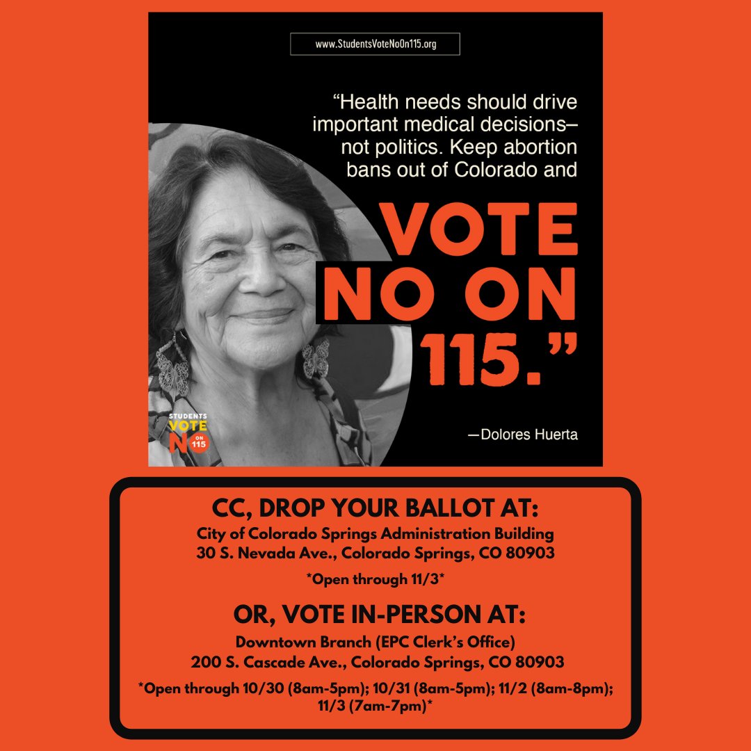 No115CC's tweet photo. Hey CC! Here's all the info you need for where to drop off your ballot or vote in person! 

We don't have class tomorrow so be sure to use your time off to VOTE! VOTE! #VOTE ! https://t.co/nxSiIREgFN