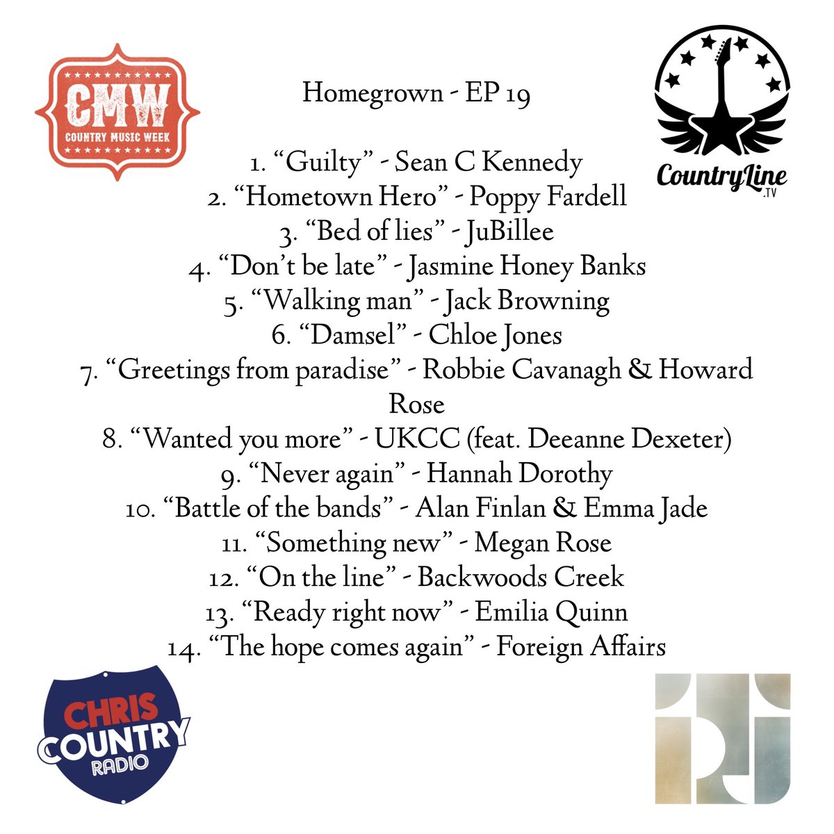 On this weeks show, Wednesday at 8pm #homegrown <a href="/chriscountry/">Chris Country</a> <a href="/countrylinetv/">CountryLine</a>. We’ve got brand new tracks from <a href="/JazmineBankss/">Jazmine Honey Banks</a>, <a href="/robbiecavanagh/">Robbie Cavanagh</a>, <a href="/HowardRoseMusic/">Howard Rose</a>, <a href="/ForeignAffairs/">Foreign Affairs</a> &amp; <a href="/HannahDorothyuk/">Hannah Dorothy</a> plus music from @SeanCKennedy1 &amp; so much more! #country #ukcountry #countrymusic