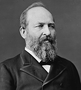 1880 was another hairy year. Winner James Garfield had a beard; his Veep (and successor after his assassination) Chester Arthur had a luxurious moustache. Loser Winfield Scott Hancock had a decent enough 'tache, and his running-mate William English had the full beard.