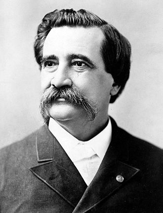 1884 saw the first victory for the Democrats since 1856, with Grover Cleveland and his moustache. Republican loser James G Blaine had a beard, and his running mate John Logan a pretty good moustache.