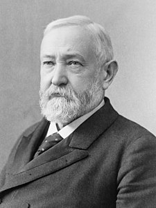 As previously noted, bearded Benjamin Harrison and his well-whiskered Veep Levi P. Morton lost the popular vote but won the electoral college in 1888 against Cleveland and his new bearded running-mate Allen Thurman.