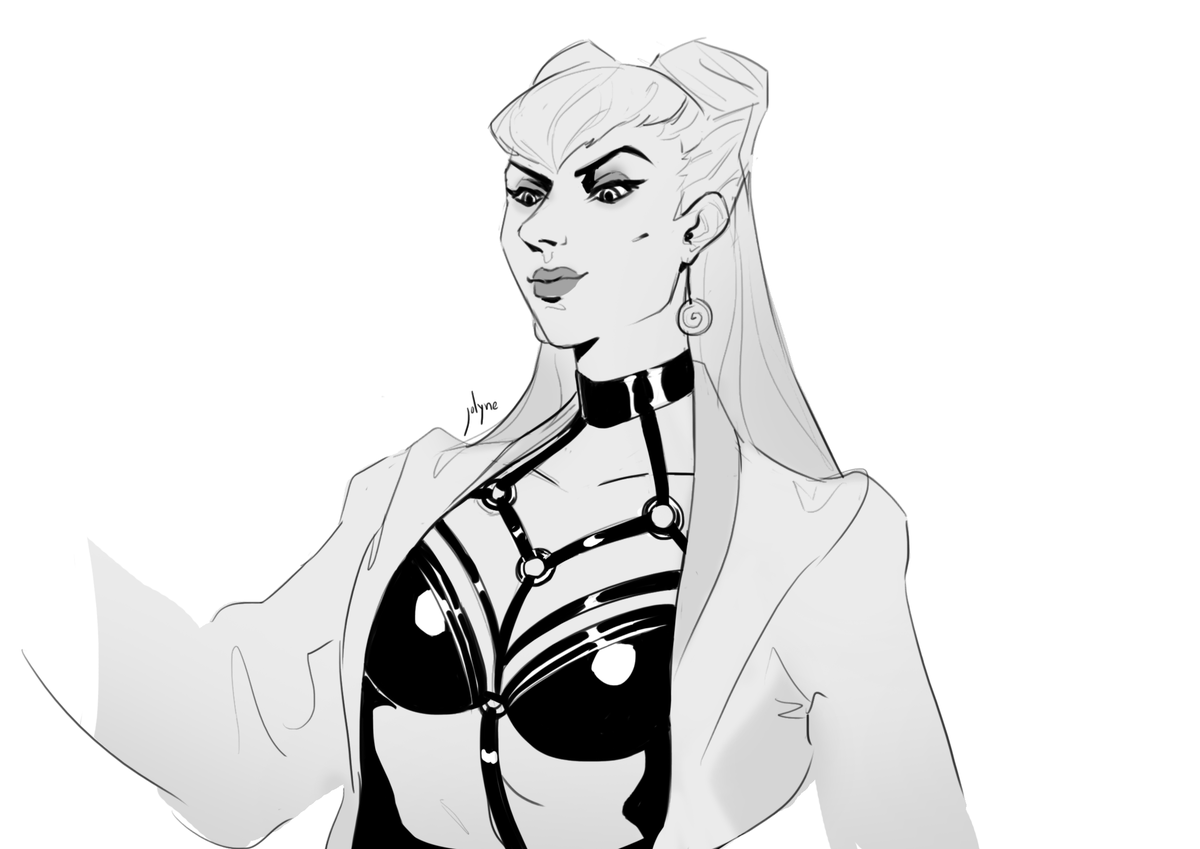 Joric_art's tweet photo. Evelynn sketch because I'm positively obsessed with her...

#KDA #KDAMORE https://t.co/WC9t3y2ysb
