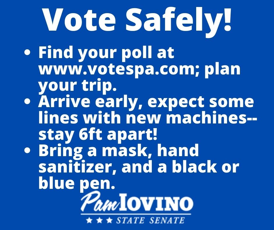 pamforpa's tweet photo. Election Day is tomorrow! If you still have a mail-in ballot, you can return it to the county elections office through 8pm today, and tomorrow between 7am and 8pm. If you’re voting in person, here are some tips to make your voting experience safe and easy: https://t.co/HbsqBtMM2j