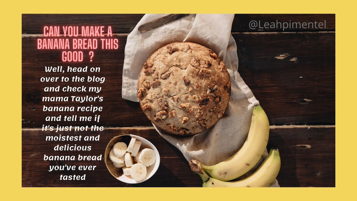 Leahpimentel's tweet photo. Can you make banana bread this good?

#hearingimpaired #foodblogger #healthyfood #recipe #homecooking #banana #bread #healthylifestyle #recipeoftheday #RecipeDeveloper https://t.co/Evo6kEBRgo