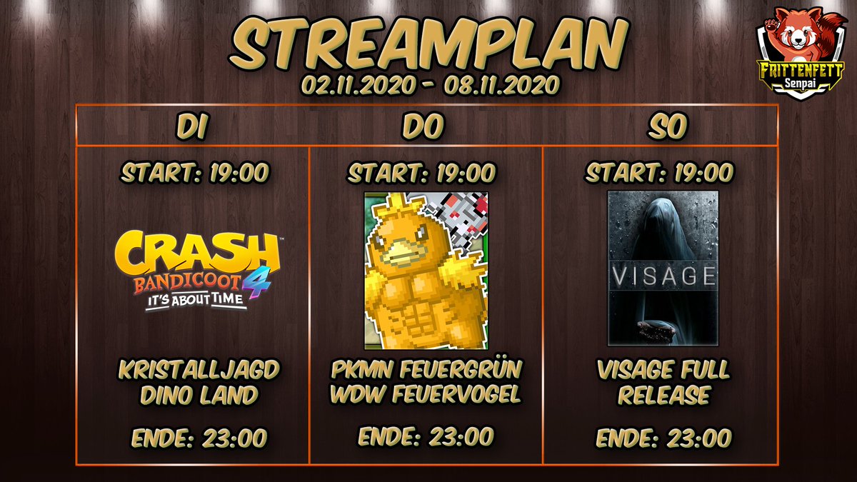 Streamplan für diese Woche. Krasser können die unterschiedlichen Streams nicht sein. Fehlt nur noch nen Ego Shooter xD
#twitch #streamplan #twitchDE #smallstreamer