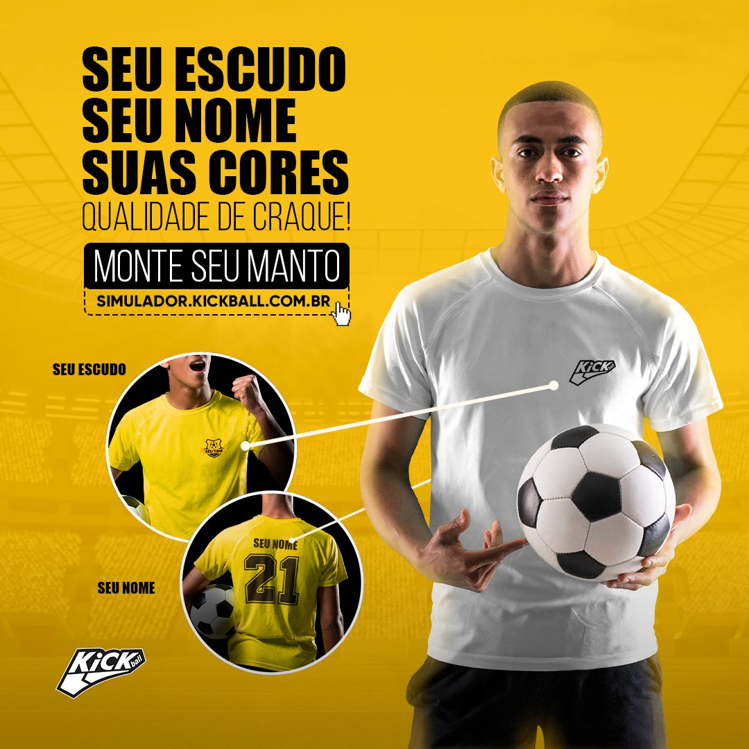 💥 SEU ESCUDO, SEU NOME, SUA CORES! Qualidade de craque!
⠀
👕 Crie e personalize o uniforme do seu time ou da sua pelada! Escolha as cores, escudo, nomes, patrocinadores e muito mais!
⠀
💻 Acesse já o site simulador.kickball.com.br e faça seu orçamento!