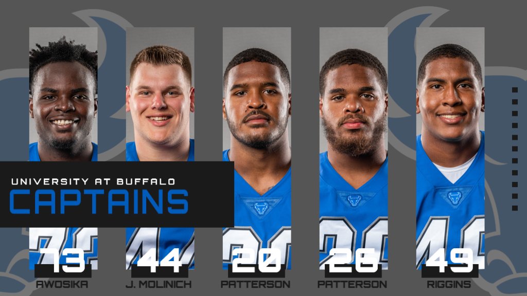 UBFootball's tweet photo. 2020 Team Captains

Congratulations @Alwaysimprovin1, @jmolinich17, @justjamesss20, @__JP26 and @RigginsTr 

Story: https://t.co/Xn2MYmJKVC

#UBhornsUP https://t.co/ivC5Euam5y