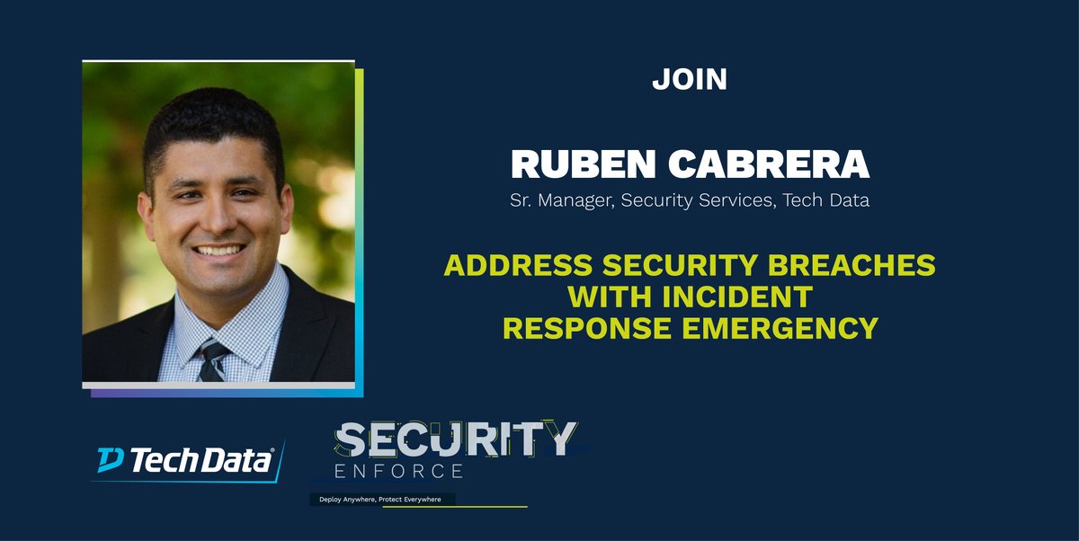 rubenrcabrera's tweet image. Immerse yourself in our virtual cybersecurity campus during #TechDataEnforce If you’re a part of your company’s security leadership or are an IT security professional, you don’t want to miss out on this exciting event! Register: ow.ly/pIdo50C6kTy