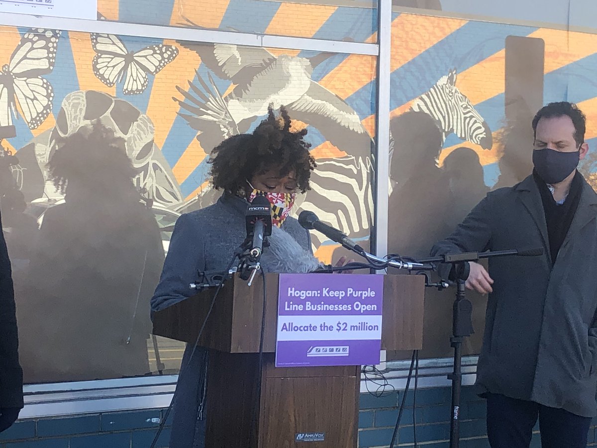 Del.  @JheanelleW says Evita’s closed due to the purple line construction and covid-19. “We are here demanding...businesses impacted by the construction receive the support they deserve.”