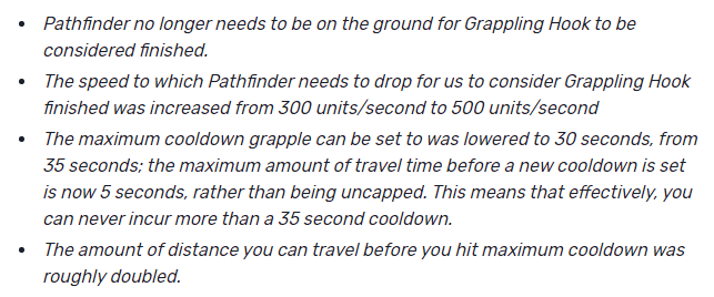 And for his grapple:  https://www.dexerto.com/apex-legends/apex-legends-season-7-patch-notes-1444763/