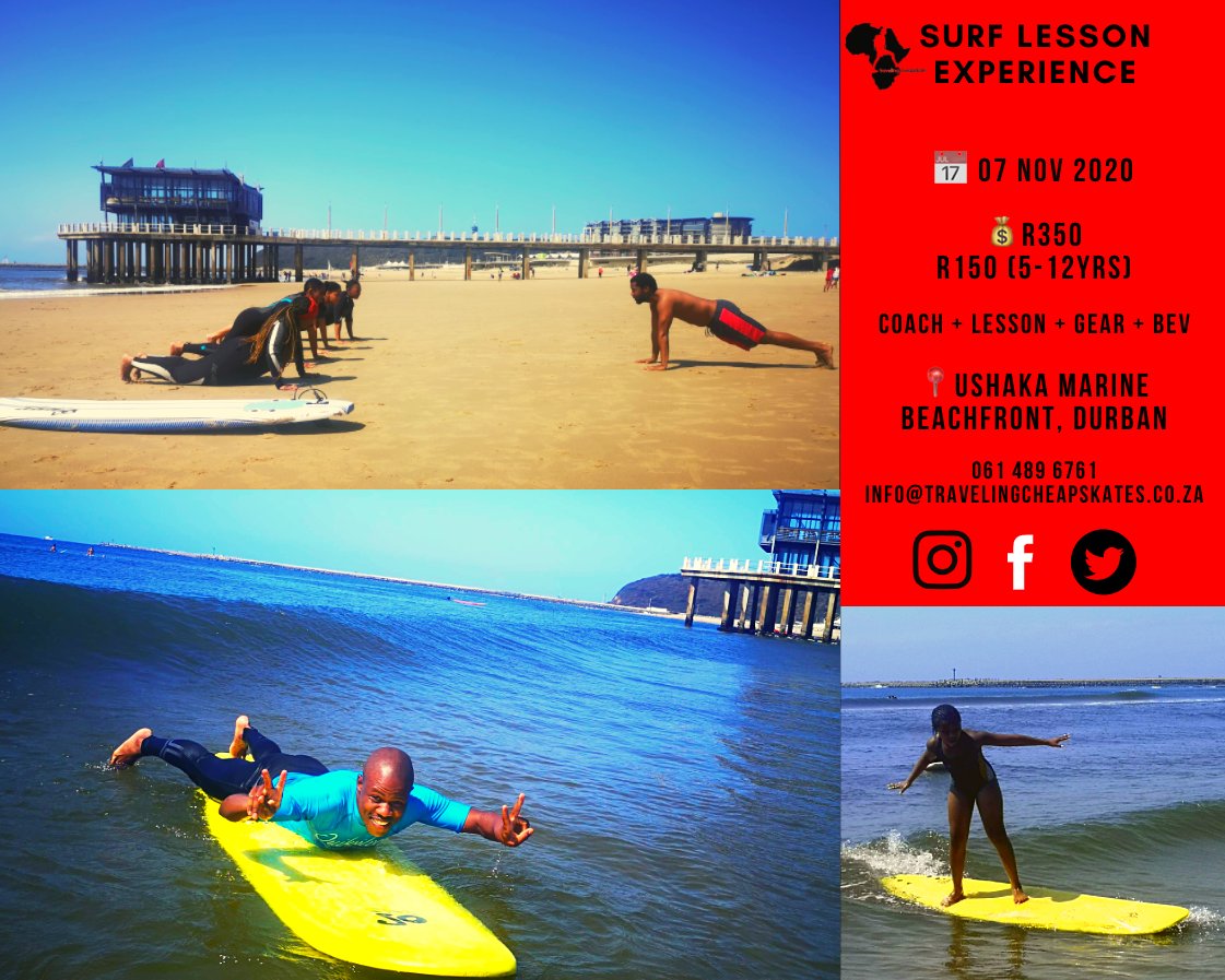 TRAVLCHEAPSKATE's tweet photo. Book your spot for our next experience happening this Sat.
📍uShaka Marine Beachfront, Durban
#TravelYourBackyard #SurfingLesson #DiscoverKZN https://t.co/83xmlS0XDY
