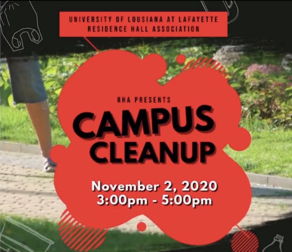 UL_RHA's tweet photo. Hey Cajuns! Here’s a friendly reminder that our campus cleanup is today at 3pm! Meet us at Legacy Park and help keep your campus clean. Then later on join us on Zoom for a lesson on how to manage your money better! We can’t wait to see you today! https://t.co/11cPrqmsFw