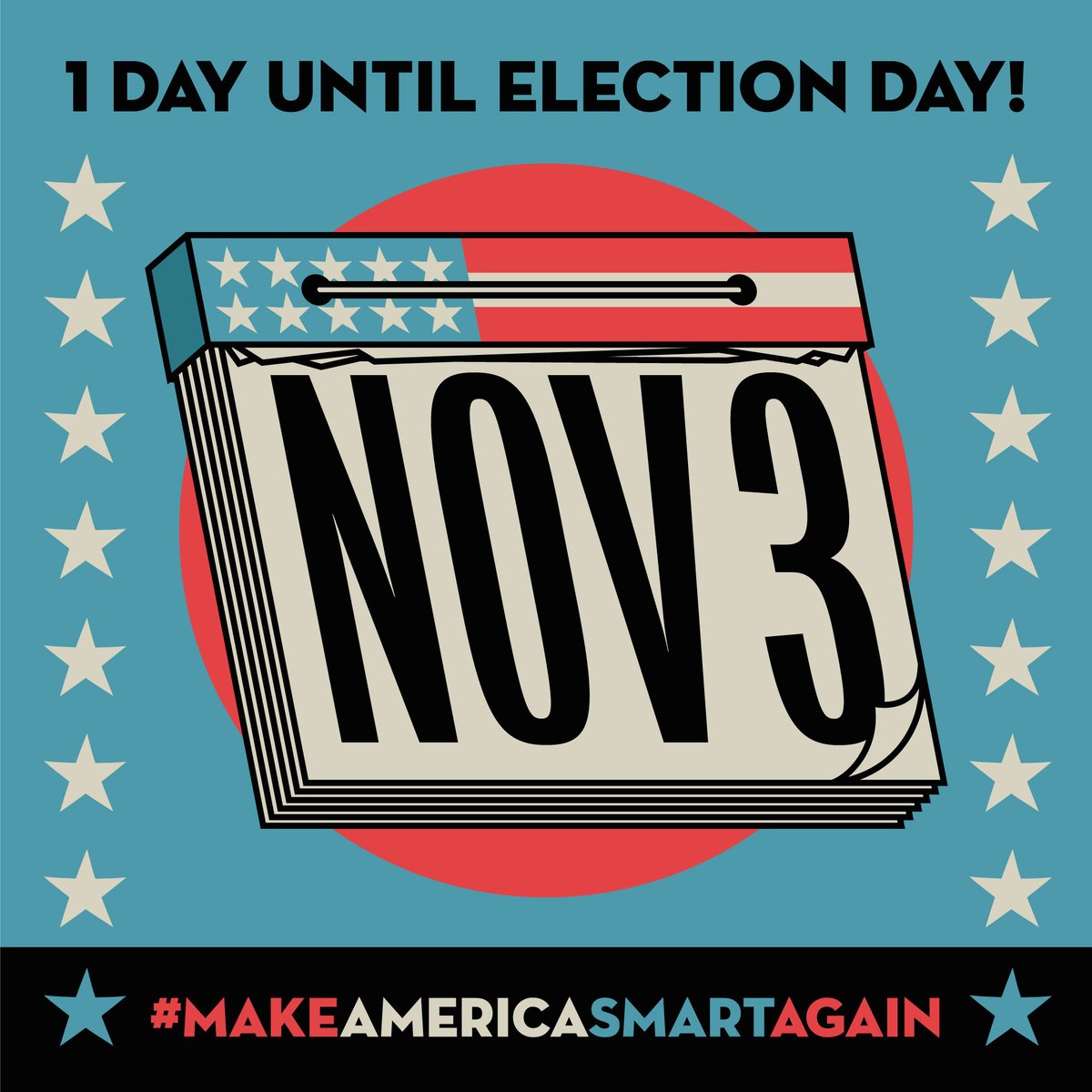 TOMORROW IS THE LAST DAY TO #VOTE! If you haven’t cast your ballot already, be sure to make a plan to hit the polls ASAP. Voting is the greatest power we have and this is the time to use it!
Visit dumbisovermasa.com for voter tools &amp; resources and #MakeAmericaSmartAgain!