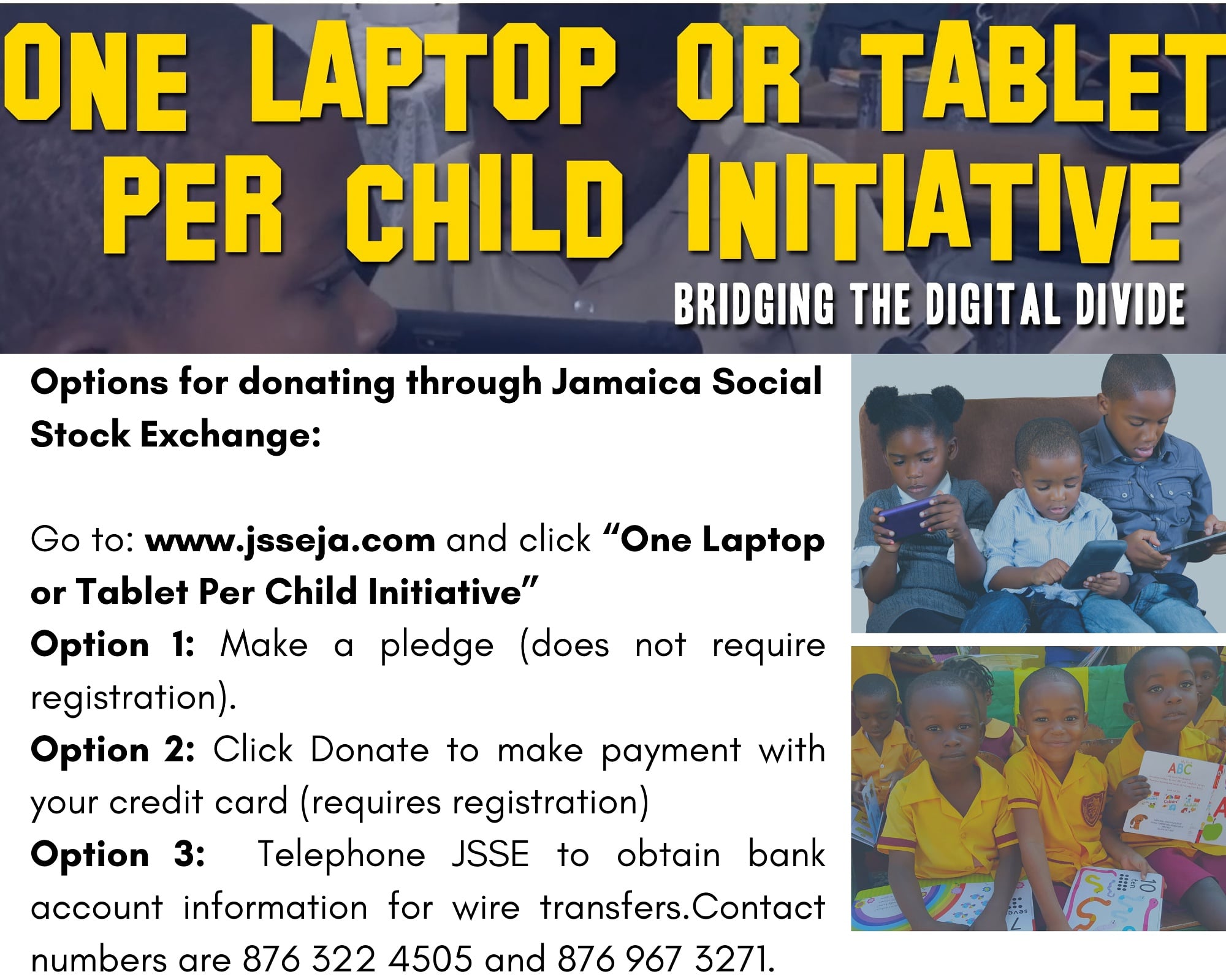 National Edu Trust Here Is How You Donate Through Jamaica Social Stock Exchange For The One Laptop Or Tablet Per Child Initiative Bridging The Digital Divide Moeyijamaica Fayvalwilliams Nestaja Email Info Net Org Jm National Edu Trust Here Is How You Donate Through Jamaica Social Stock Exchange For The One Laptop Or Tablet Per Child Initiative Bridging The Digital Divide Moeyijamaica Fayvalwilliams Nestaja Email Info Net Org Jm
