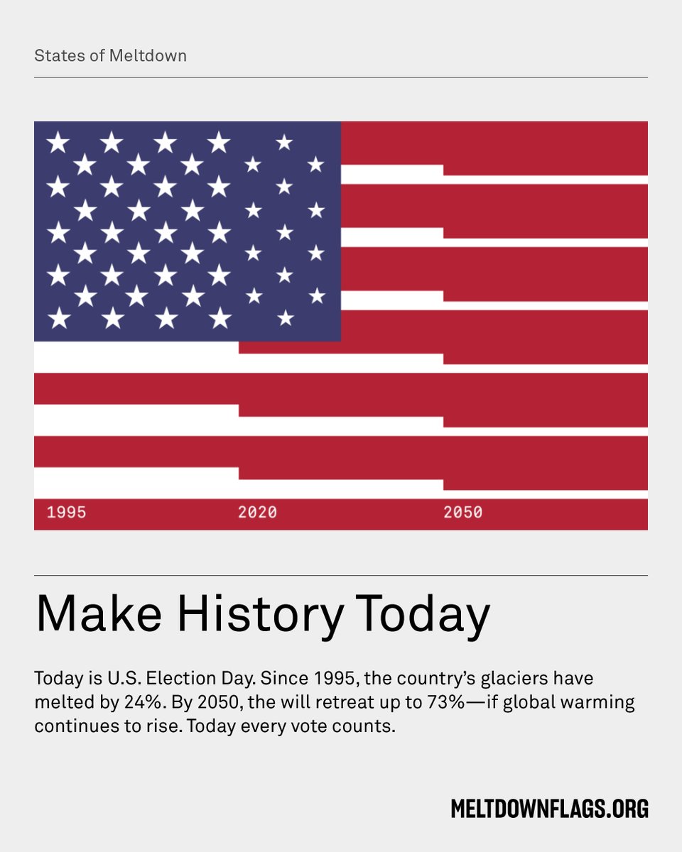 On #USElectionDay we assess the country’s recent climate history. Since 1995, glaciers in the #US have reduced 24%, and could retreat up to 73% by 2050. This Nov. 4th, the #UnitedStates officially withdraws from the #ParisAgreement. 

#ElectionDay #Election2020 #ElectionNight