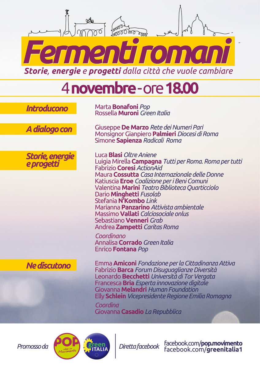 pop_movimento's tweet photo. 📣 FERMENTI ROMANI
🗓️ 4 novembre, ore 18.00

📍Una grande iniziativa organizzata da Pop e @GreenItalia1  per raccontare storie, idee e progetti insieme a quelle realtà che da anni producono risposte e visione per la Capitale ➡️ https://t.co/fRRYDgLSdC https://t.co/NlvqcPNepr