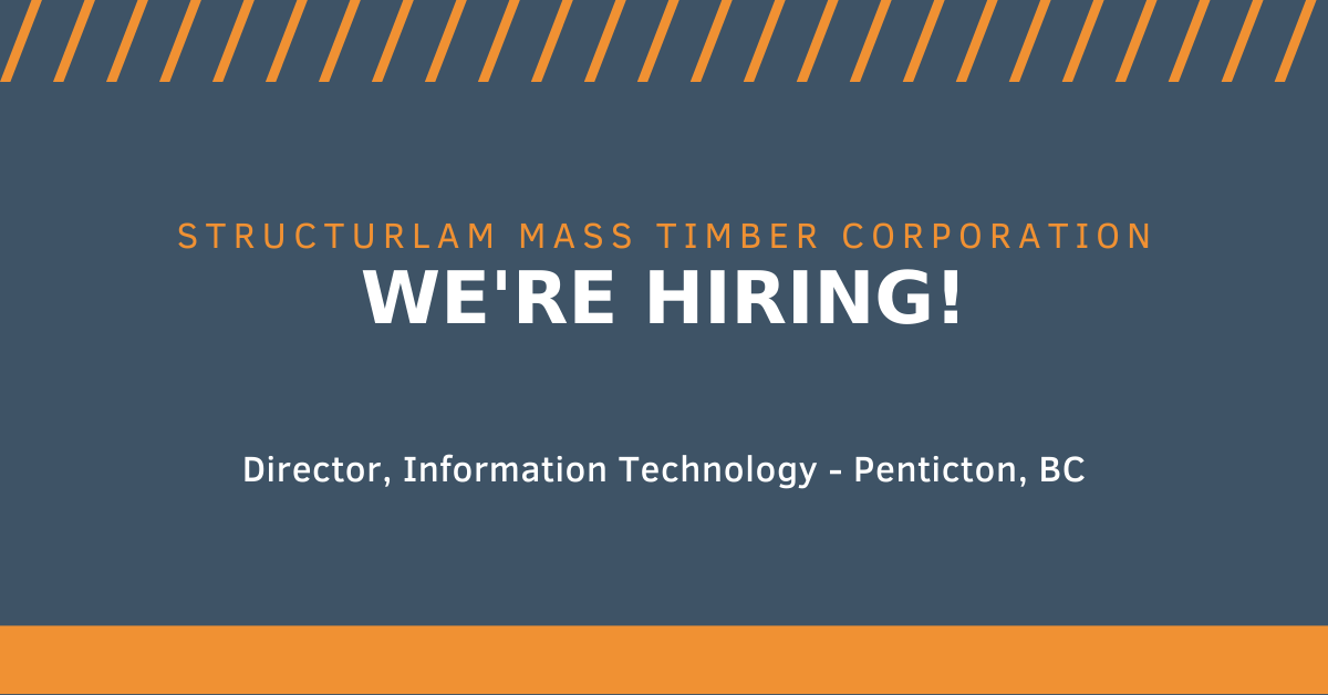 Structurlam's tweet photo. We are looking for a Director, Information Technology in Penticton, BC to support Structurlam’s growing North American operations. Learn more and apply now: https://t.co/cCbHmrybum https://t.co/X6V9j6ihMX