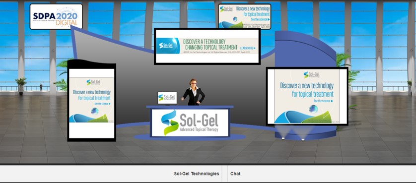 SolGelDerm's tweet photo. This past weekend Sol-Gel Technologies virtually exhibited at SDPA 2020 Digital Conference (@dermPA)! We were able to live-chat with attendees through our virtual booth shown below. #SDPA #VirtualConference #Dermatology https://t.co/84lBkjQezu