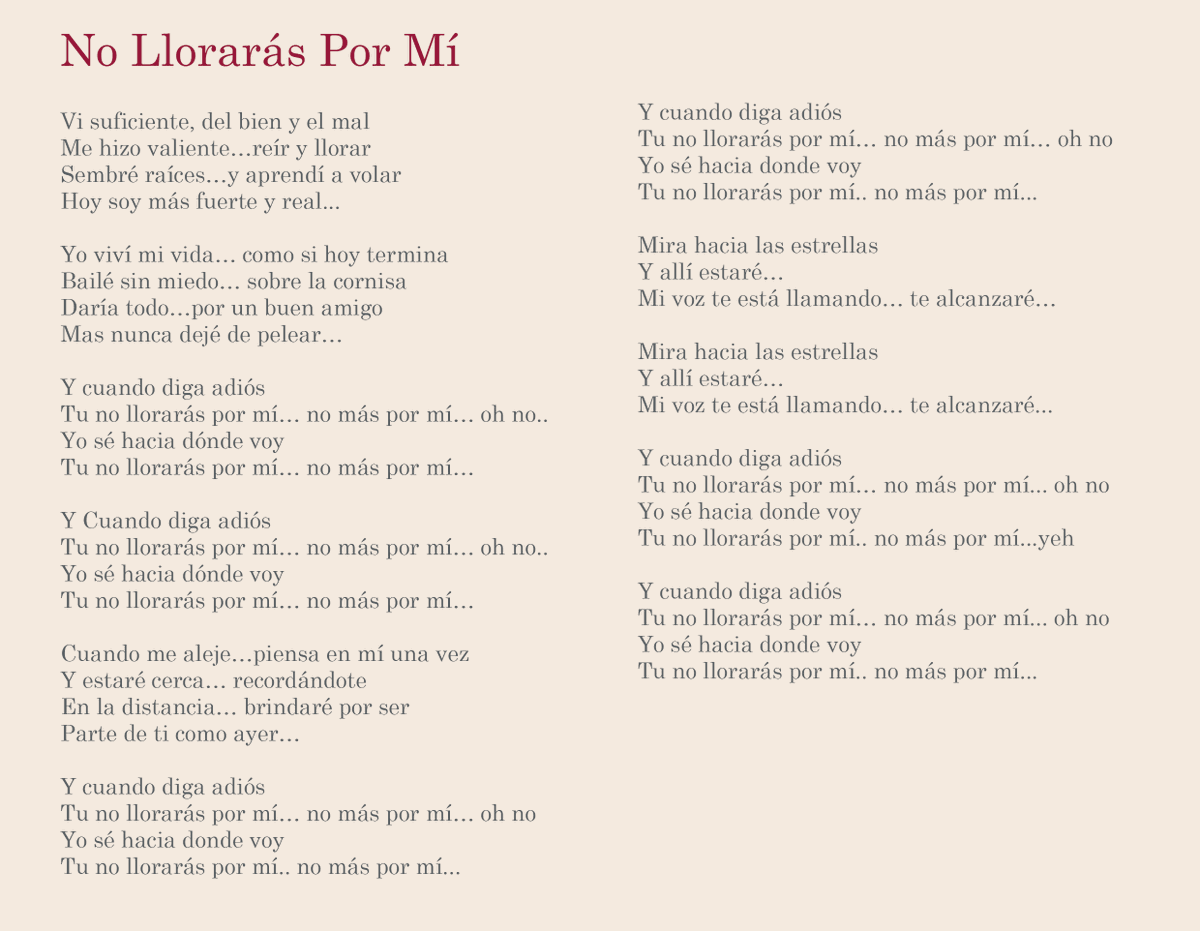 acupoftini's tweet photo. TINI - No Llorarás Por Mí (don't cry for me spanish lyrics) https://t.co/cXkxVu25n9