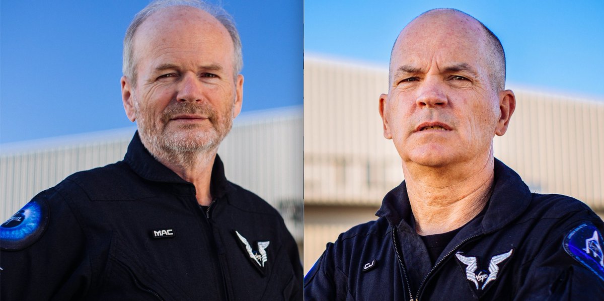 The Pilots for this spaceflight will be Dave Mackay and CJ Sturckow. CJ is set to become the first person to fly to space from three different U.S States. This is his sixth spaceflight in total - he flew four Space Shuttle missions with NASA before joining and flying SpaceShipTwo