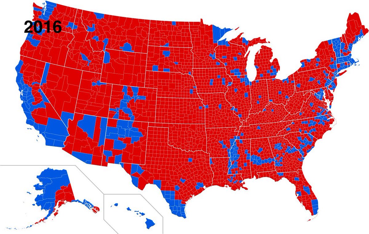 Ok here we go. Look at the electoral maps by county for the last few decades of US presidential elections.  You’ll notice that the South goes almost uniformly Republican red every time. Duh. But if you look closer, there’s something else there ...